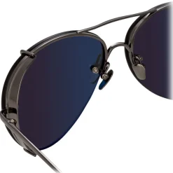 Linda Farrow - 729 C4 Aviator Sunglasses - Nickel - Eyewear - Avvenice