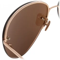 Linda Farrow - 574 C3 Aviator Sunglasses - Rose Gold - Eyewear - Avvenice