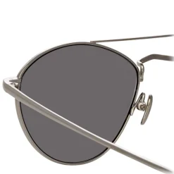 Linda Farrow - 876 C2 Aviator Sunglasses - White Gold - Eyewear - Avvenice