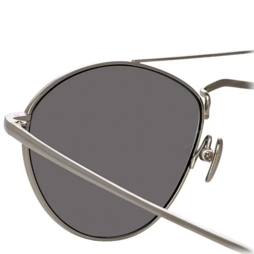 Linda Farrow - 876 C2 Aviator Sunglasses - White Gold - Eyewear - Avvenice