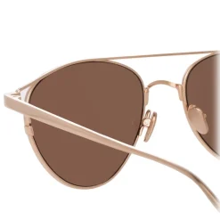 Linda Farrow - 804 C3 Aviator Sunglasses - Rose Gold - Eyewear - Avvenice^ Sunglasses & Eyewear