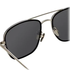 Linda Farrow - 559 C2 Aviator Sunglasses - White Gold & Black - Eyewear - Avvenice^ Sunglasses & Eyewear