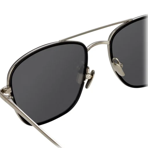 Linda Farrow - 559 C2 Aviator Sunglasses - White Gold & Black - Eyewear - Avvenice^ Sunglasses & Eyewear