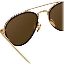 Linda Farrow - 739 C1 Aviator Sunglasses - Yellow Gold & Black - Eyewear - Avvenice^ Sunglasses & Eyewear