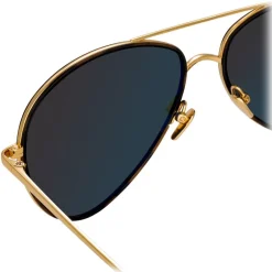 Linda Farrow - 702 C4 Aviator Sunglasses - Yellow Gold - Eyewear - Avvenice^ Sunglasses & Eyewear