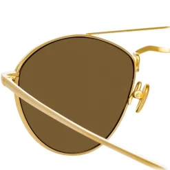 Linda Farrow - 876 C1 Aviator Sunglasses - Yellow Gold - Eyewear - Avvenice^ Sunglasses & Eyewear