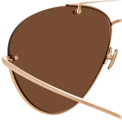 Linda Farrow - 859 C3 Aviator Sunglasses - Rose Gold - Eyewear - Avvenice^ Sunglasses & Eyewear