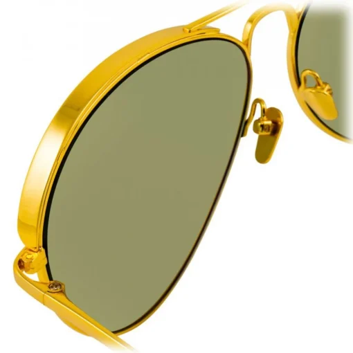 Linda Farrow - 594 C5 Aviator Sunglasses - Yellow Gold - Eyewear - Avvenice