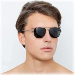 Linda Farrow - 559 C6 Aviator Sunglasses - Nickel & Black - Eyewear - Avvenice