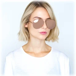 Linda Farrow - 574 C3 Aviator Sunglasses - Rose Gold - Eyewear - Avvenice