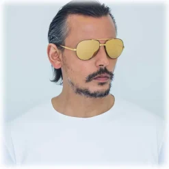 Linda Farrow - 128 C4 Aviator Sunglasses - Yellow Gold - Eyewear - Alessandra Ambrosio Official - Avvenice