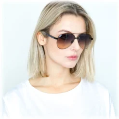 Linda Farrow - 533 C5 Aviator Sunglasses - Black - Eyewear - Avvenice^ Sunglasses & Eyewear
