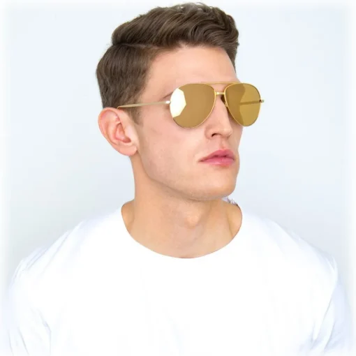 Linda Farrow - 518 C1 Aviator Sunglasses - Gold - Eyewear - Avvenice^ Sunglasses & Eyewear