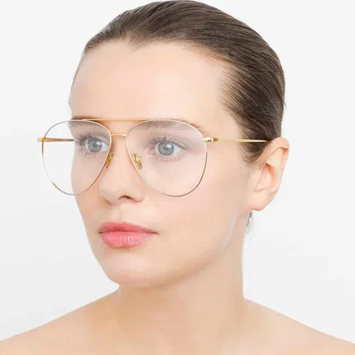 Linda Farrow - 744 C9 Aviator Optical Frames - Yellow Gold and White Gold - Eyewear - Avvenice^ Sunglasses & Eyewear