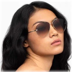 Linda Farrow - 859 C6 Aviator Sunglasses - Light Gold - Eyewear - Avvenice^ Sunglasses & Eyewear