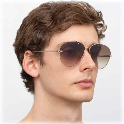 Linda Farrow - 859 C6 Aviator Sunglasses - Light Gold - Eyewear - Avvenice^ Sunglasses & Eyewear