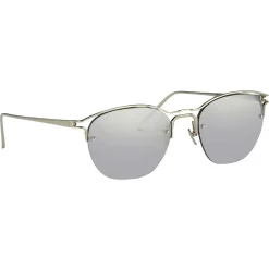 Linda Farrow - 538 C2 Browline Sunglasses - White Gold - Eyewear - Avvenice