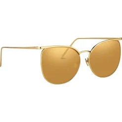 Linda Farrow - 509 C1 Browline Sunglasses - Yellow Gold - Eyewear - Gigi Hagid - Elle Macpherson - Official - Avvenice^ Sunglasses & Eyewear