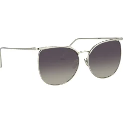 Linda Farrow - 509 C5 Browline Sunglasses - White Gold - Eyewear - Gigi Hagid - Elle Macpherson - Official - Avvenice^ Sunglasses & Eyewear
