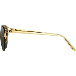 Linda Farrow - 538 C4 Browline Sunglasses - Yellow Gold - Eyewear - Avvenice