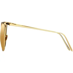 Linda Farrow - 509 C1 Browline Sunglasses - Yellow Gold - Eyewear - Gigi Hagid - Elle Macpherson - Official - Avvenice^ Sunglasses & Eyewear
