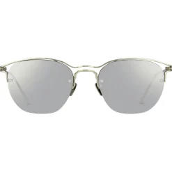 Linda Farrow - 538 C2 Browline Sunglasses - White Gold - Eyewear - Avvenice