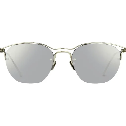 Linda Farrow - 538 C2 Browline Sunglasses - White Gold - Eyewear - Avvenice