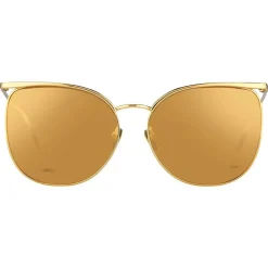 Linda Farrow - 509 C1 Browline Sunglasses - Yellow Gold - Eyewear - Gigi Hagid - Elle Macpherson - Official - Avvenice^ Sunglasses & Eyewear