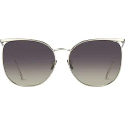 Linda Farrow - 509 C5 Browline Sunglasses - White Gold - Eyewear - Gigi Hagid - Elle Macpherson - Official - Avvenice^ Sunglasses & Eyewear