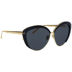 Linda Farrow - 579 C1 Cat Eye Sunglasses - Black - Eyewear - Avvenice