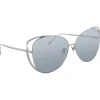 Linda Farrow - 661 C2 Cat Eye Sunglasses - White Gold - Eyewear - Avvenice
