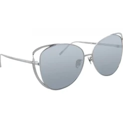 Linda Farrow - 661 C2 Cat Eye Sunglasses - White Gold - Eyewear - Avvenice