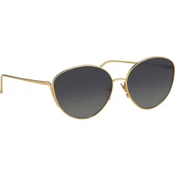 Linda Farrow - 508 C4 Cat Eye Sunglasses - Yellow Gold - Eyewear - Avvenice