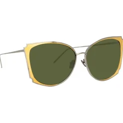 Linda Farrow - 762 C1 Cat Eye Sunglasses - Nickel - Eyewear - Avvenice