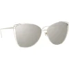 Linda Farrow - 809 C2 Cat Eye Sunglasses - White Gold - Eyewear - Avvenice