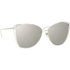 Linda Farrow - 809 C2 Cat Eye Sunglasses - White Gold - Eyewear - Avvenice