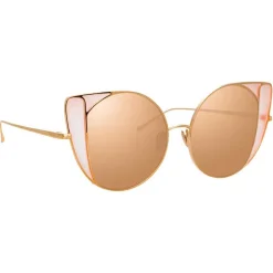 Linda Farrow - 854 C6 Cat Eye Sunglasses - Rose Gold and Peach - Eyewear - Avvenice