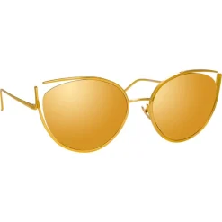 Linda Farrow - 668 C1 Cat Eye Sunglasses - Yellow Gold - Eyewear - Avvenice^ Sunglasses & Eyewear
