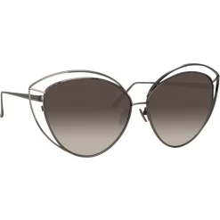 Linda Farrow - 697 C6 Cat Eye Sunglasses - Nickel - Eyewear - Avvenice^ Sunglasses & Eyewear