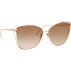 Linda Farrow - 809 C5 Cat Eye Sunglasses - Rose Gold - Eyewear - Avvenice^ Sunglasses & Eyewear