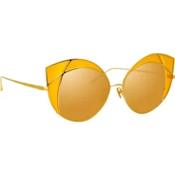 Linda Farrow - 856 C4 Cat Eye Sunglasses - Yellow Gold and Yellow Frame - Eyewear - Avvenice^ Sunglasses & Eyewear
