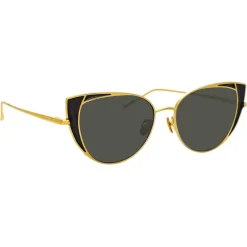 Linda Farrow - 855 C1 Cat Eye Sunglasses - Yellow Gold and Black - Eyewear - Avvenice^ Sunglasses & Eyewear