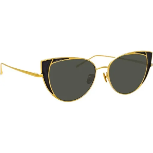 Linda Farrow - 855 C1 Cat Eye Sunglasses - Yellow Gold and Black - Eyewear - Avvenice^ Sunglasses & Eyewear