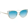 Linda Farrow - 855 C7 Cat Eye Sunglasses - Light Gold and Blue - Eyewear - Avvenice^ Sunglasses & Eyewear