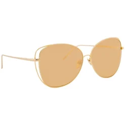 Linda Farrow - 566 C1 Cat Eye Sunglasses - Gold - Eyewear - Avvenice