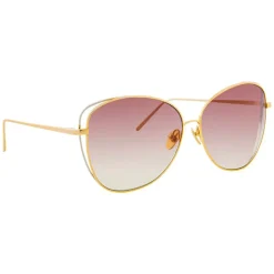 Linda Farrow - 566 C5 Cat Eye Sunglasses - Gold - Eyewear - Avvenice