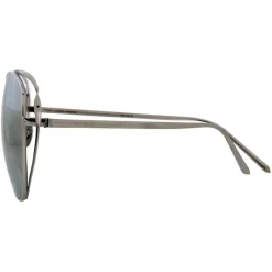 Linda Farrow - 661 C2 Cat Eye Sunglasses - White Gold - Eyewear - Avvenice