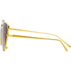Linda Farrow - 855 C2 Cat Eye Sunglasses - Yellow Gold and Tobacco - Eyewear - Avvenice