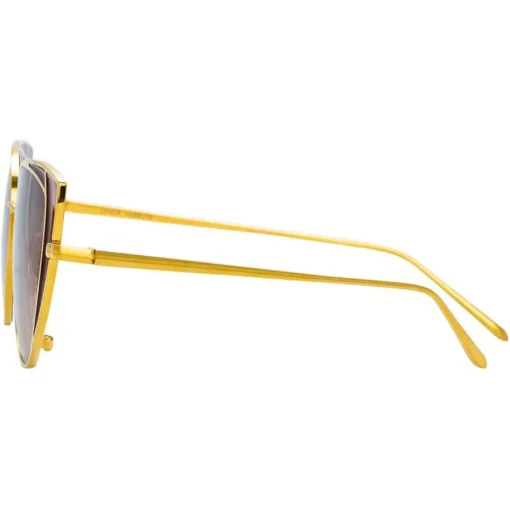 Linda Farrow - 855 C2 Cat Eye Sunglasses - Yellow Gold and Tobacco - Eyewear - Avvenice
