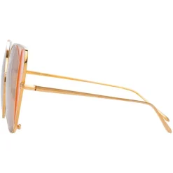 Linda Farrow - 854 C6 Cat Eye Sunglasses - Rose Gold and Peach - Eyewear - Avvenice